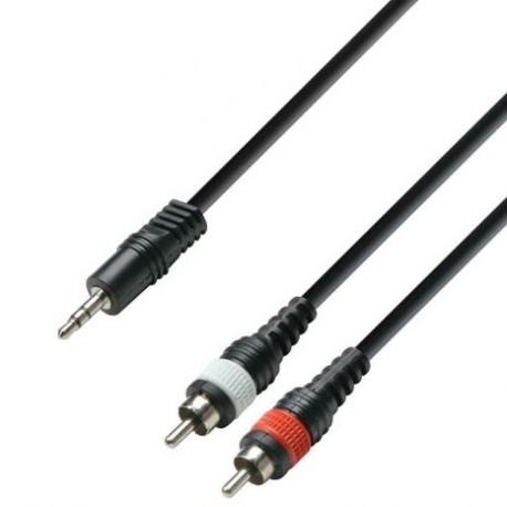 Cable de 3.5mm estereo a 2 RCA de 6 metros Adam Hall Reforzado - Envío Gratuito